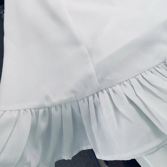 Gianni Bini Dress Sz M Strappy Halter Button Back Swing Flare Ruffle Hem - Picture 14 of 16